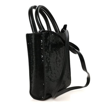 Celine Sequin Calfskin Mini Vertical Cabas Black White 3 of 11
