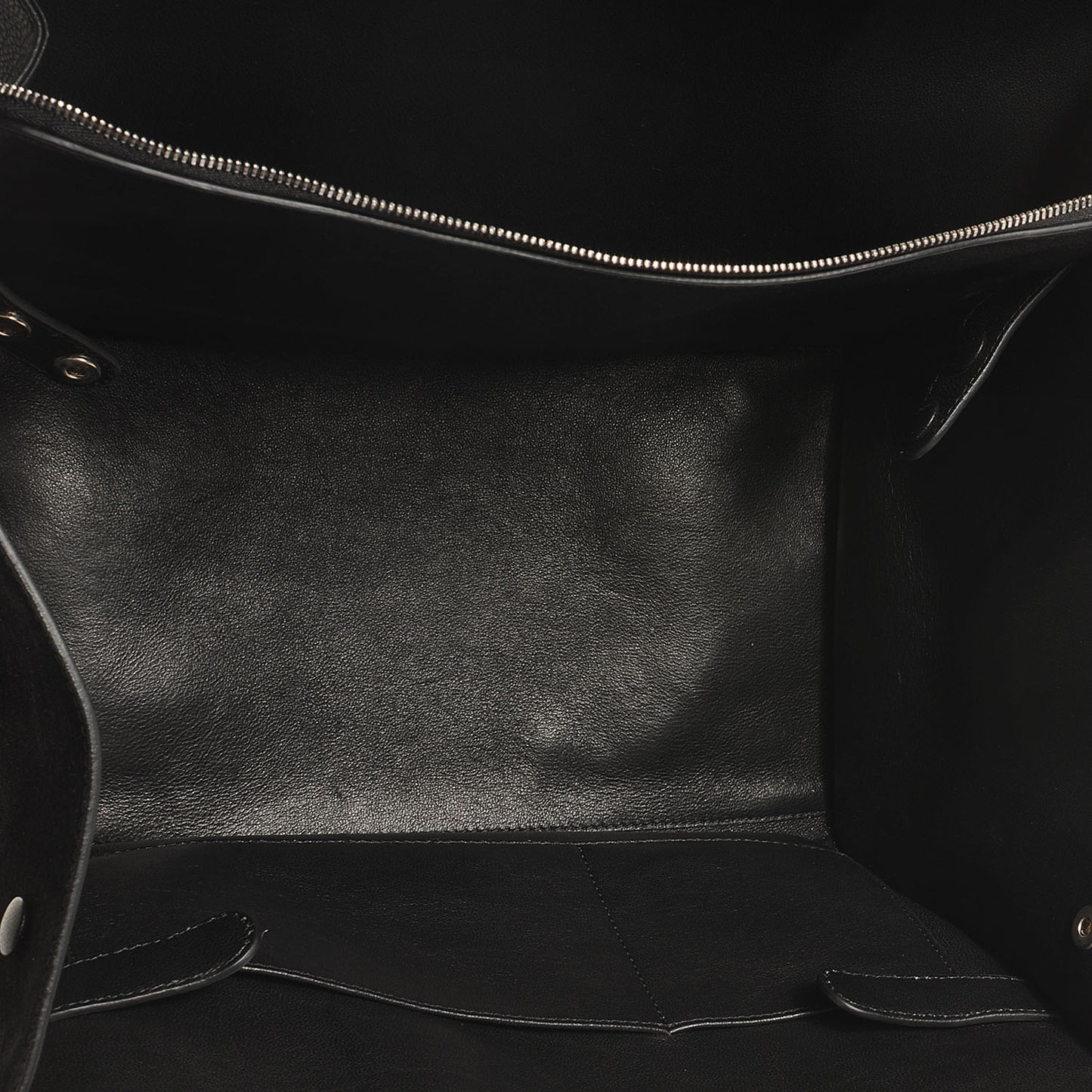 Drummed Calfskin Suede Double Zip Trapeze Black