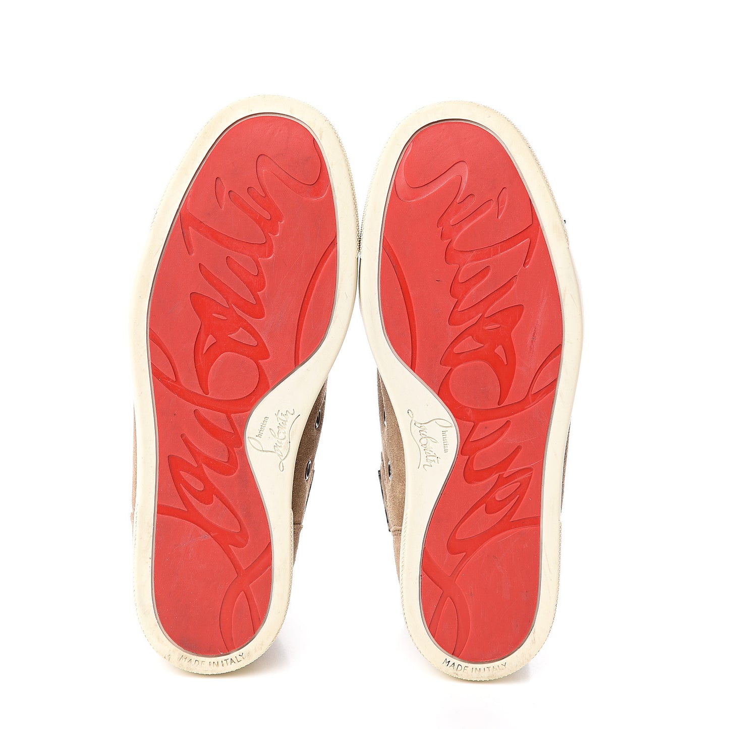 Veau Velours Womens Louis Spikes Flat Sneakers 35 Beige