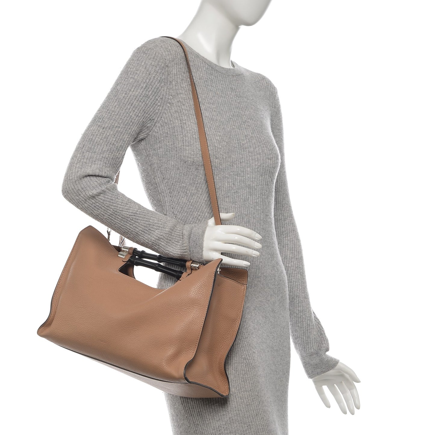 Calfskin Medium Bamboo Daily Shopper Camelia