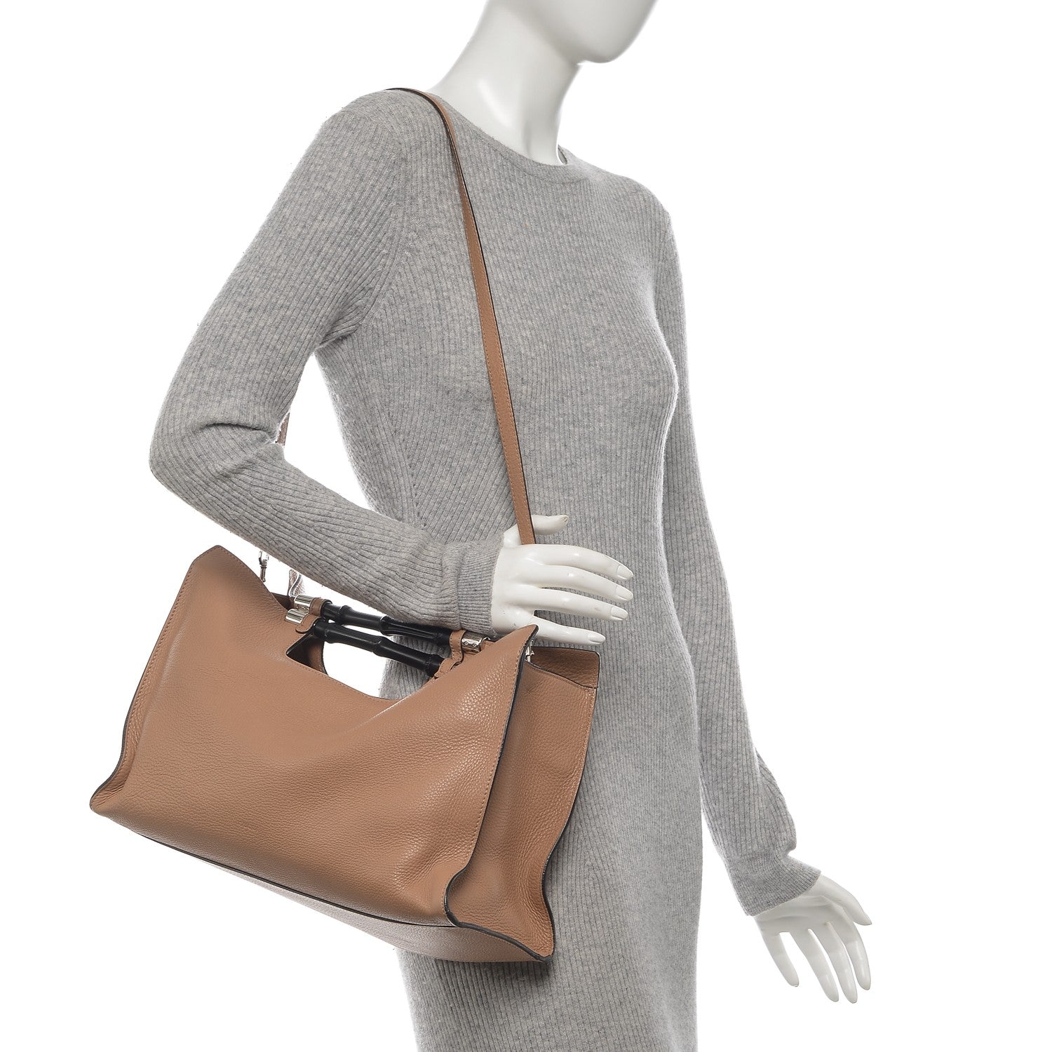 Gucci Calfskin Medium Bamboo Daily Shopper Camelia 2 of 5