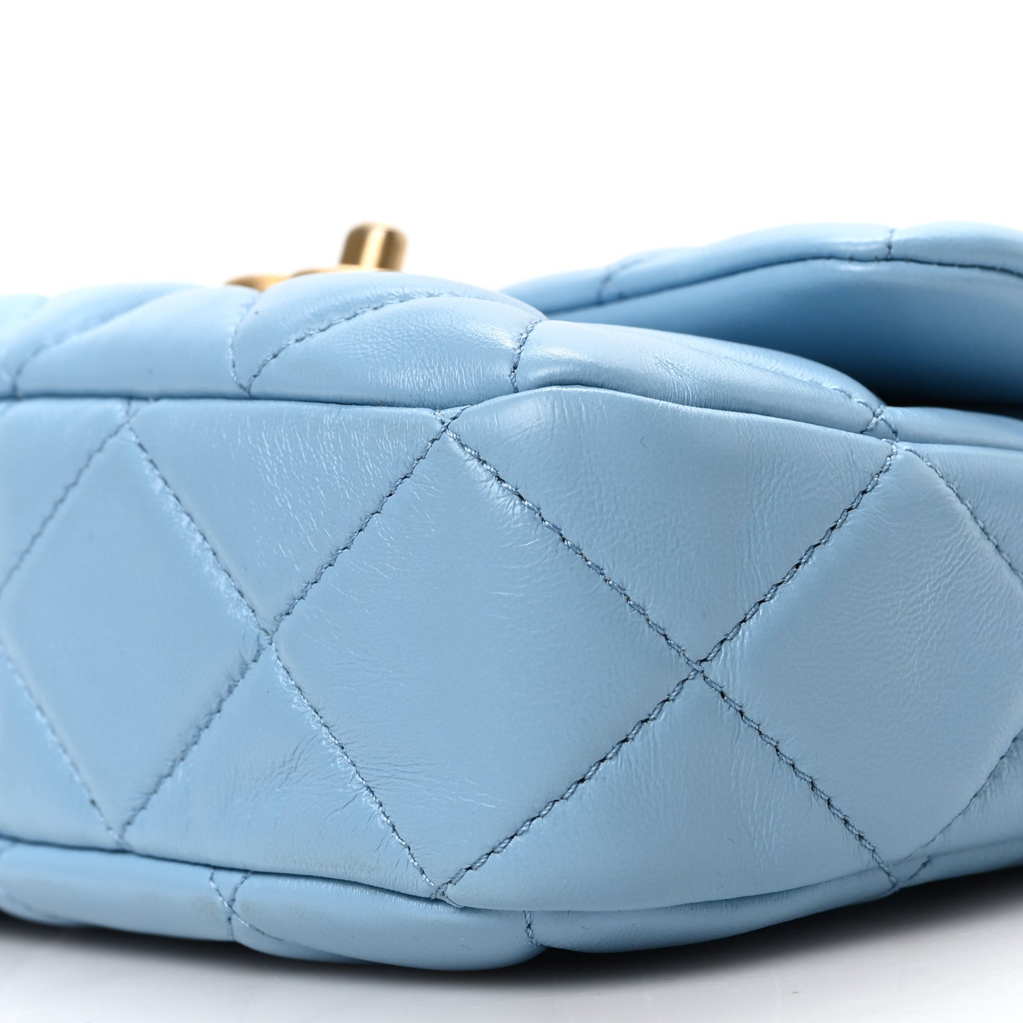 Lambskin Quilted Mini Lacquered Chain Flap Light Blue