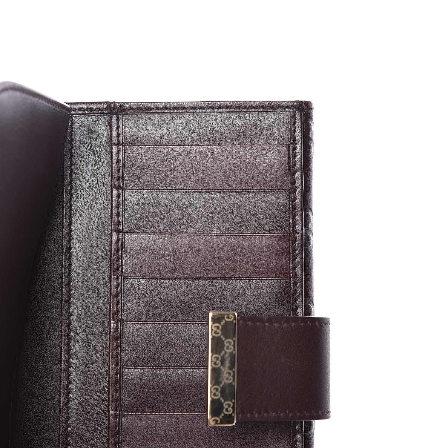 Gucci Guccissima Margaux Calfskin Icon Bar Continental Flap Wallet Chocolate 8 of 8