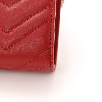 Gucci Calfskin Matelasse GG Marmont Chain Wallet Hibiscus Red 15 of 16
