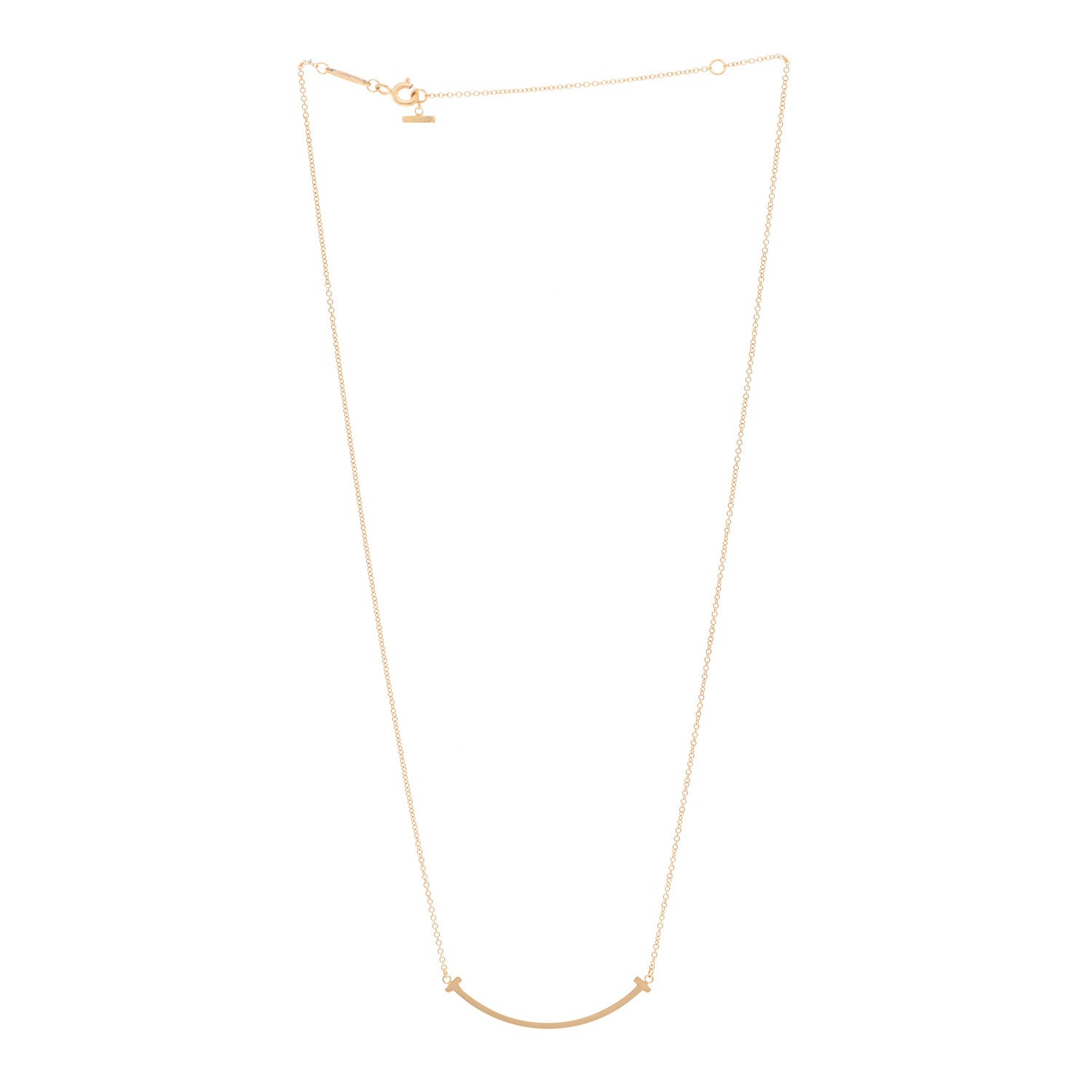 Tiffany 18K Rose Gold Small T Smile Pendant Necklace 3 of 5