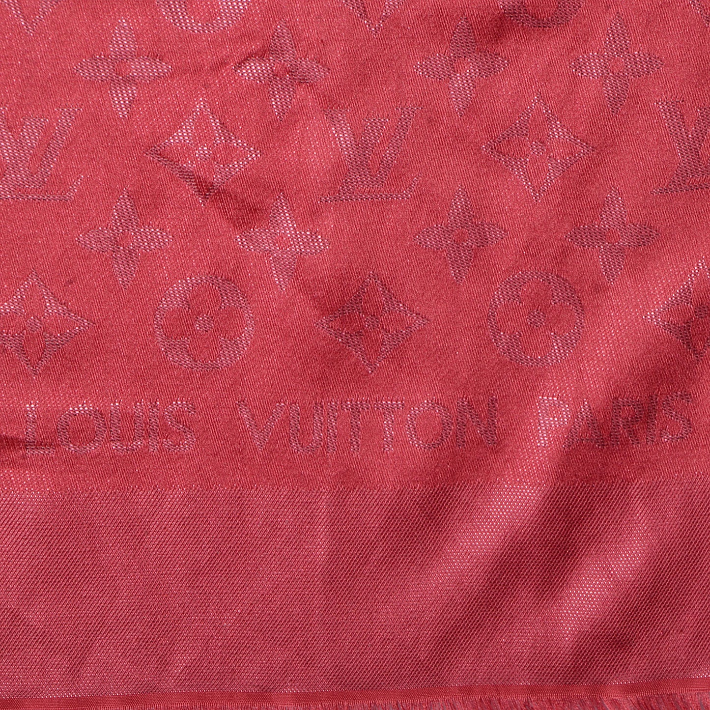 Silk Wool Monogram Voile Shawl Corail