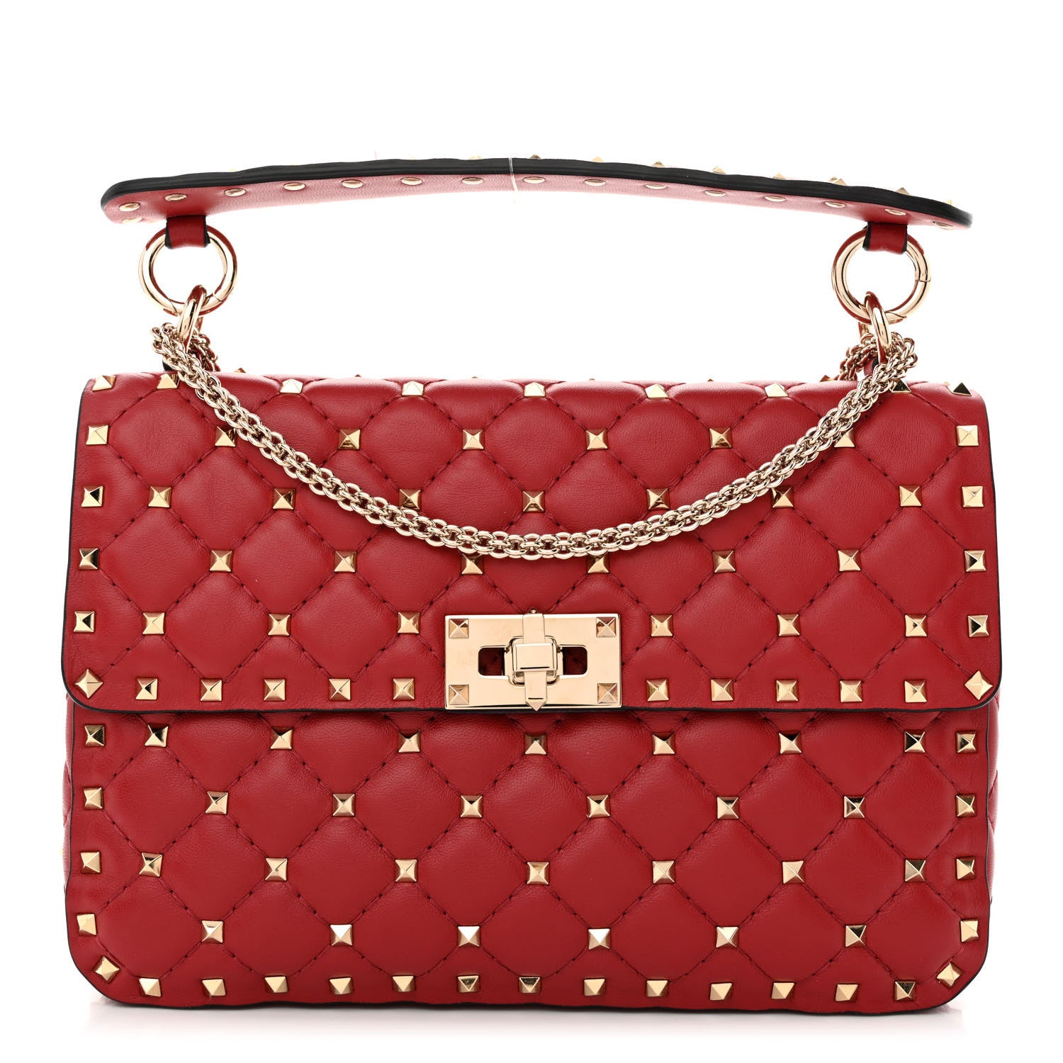 Valentino Garavani Nappa Medium Rockstud Spike Shoulder Bag Rosso Valentino 1 of 12