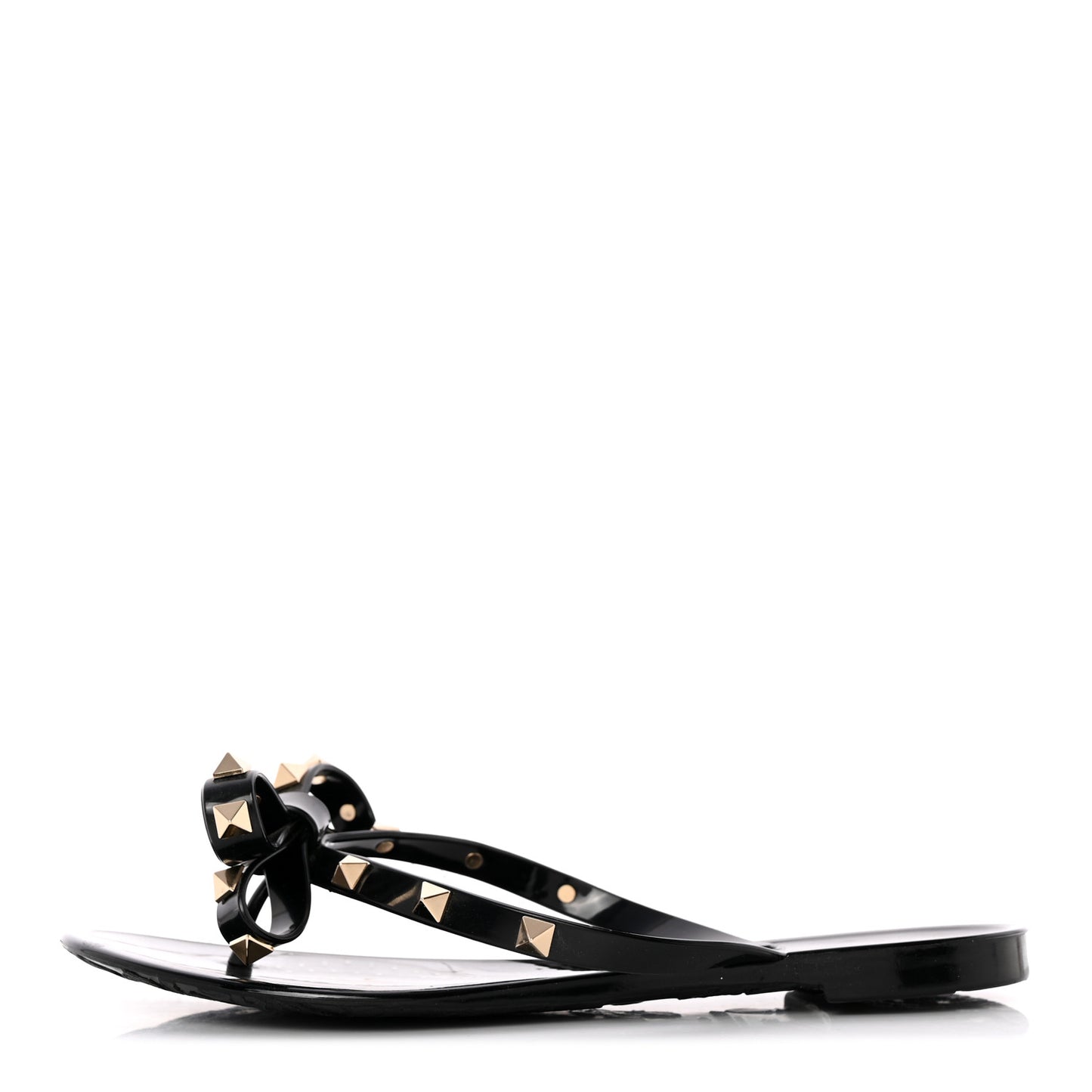 PVC Jelly Rockstud Bow Thong Sandals 36 Black