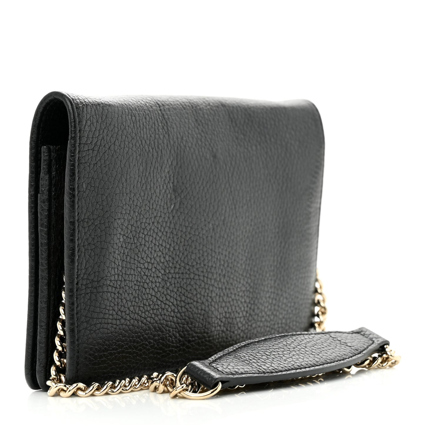 Pebbled Calfskin Soho Wallet On Chain Black