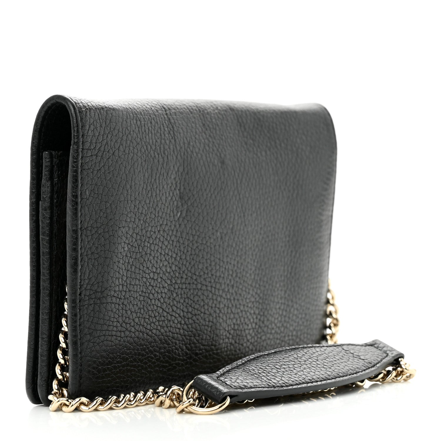 Gucci Pebbled Calfskin Soho Wallet On Chain Black 3 of 11