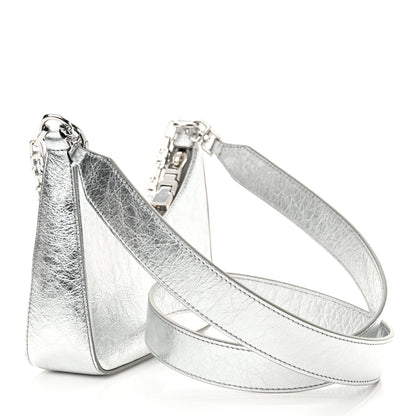 Givenchy Metallic Calfskin Mini Moon Cut Out Shoulder Bag Silver 3 of 10
