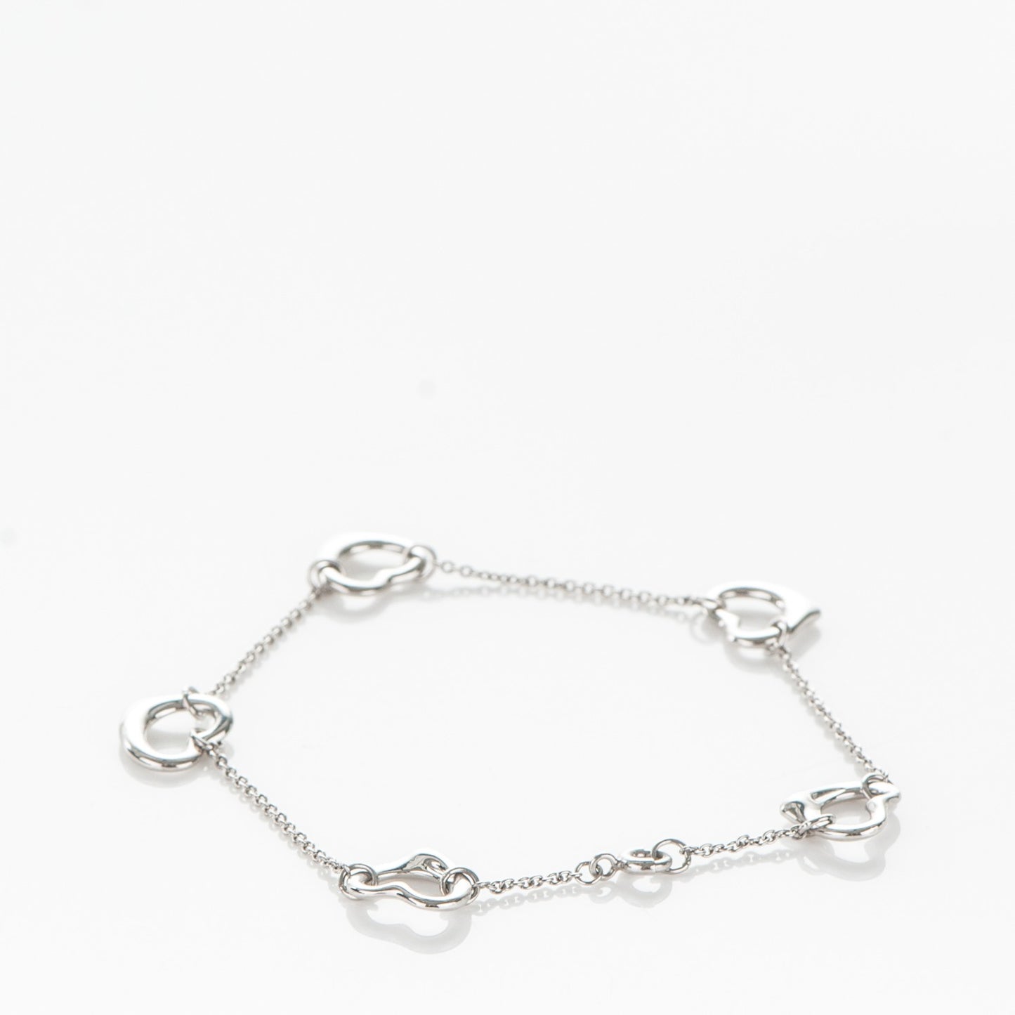 Platinum Elsa Peretti Open Heart Charm Bracelet