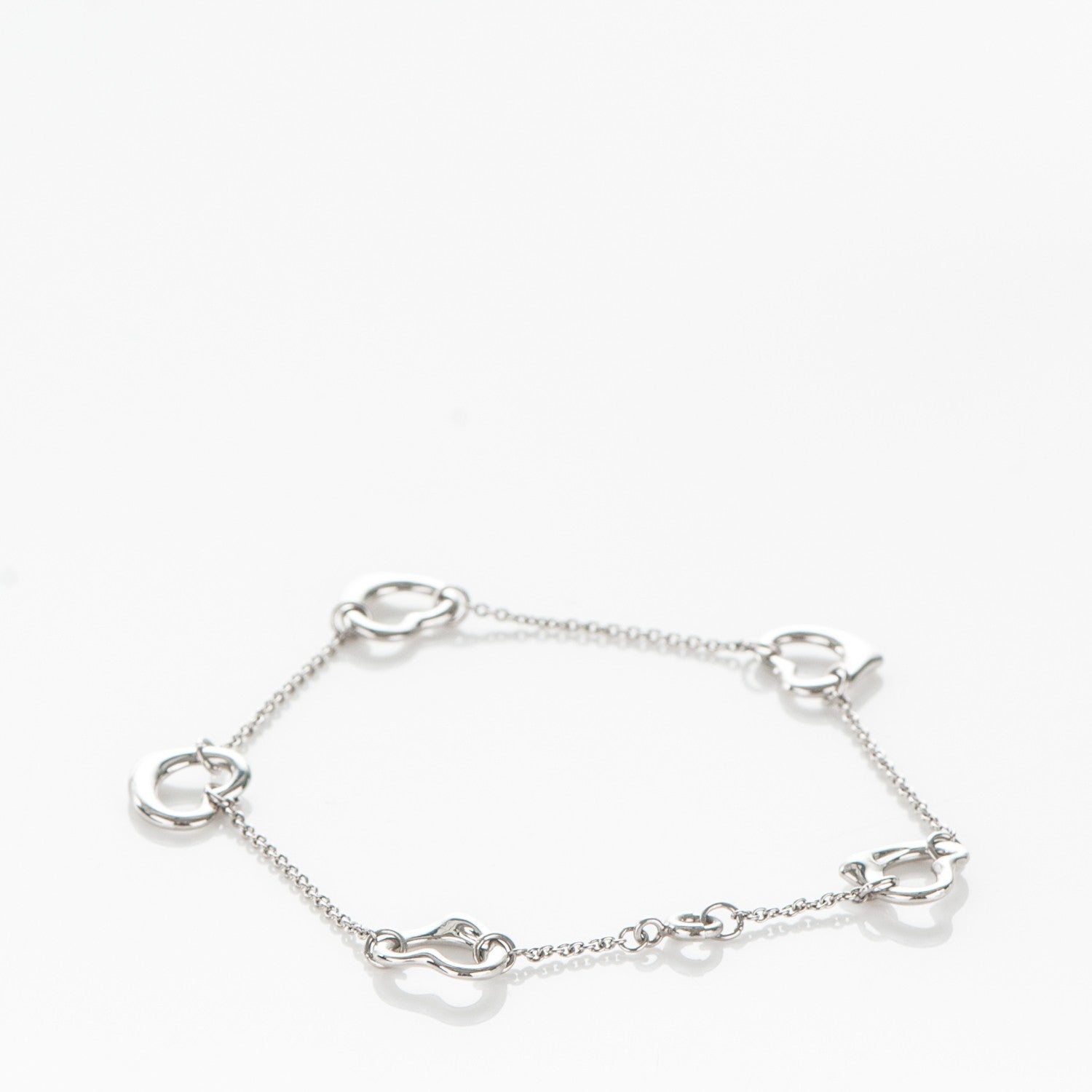 Tiffany Platinum Elsa Peretti Open Heart Charm Bracelet 3 of 6