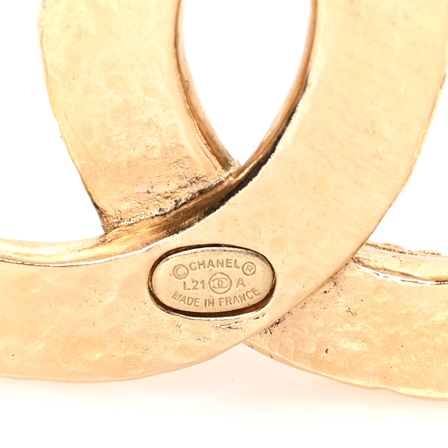 Metal CC Quilted Brooch Light Gold