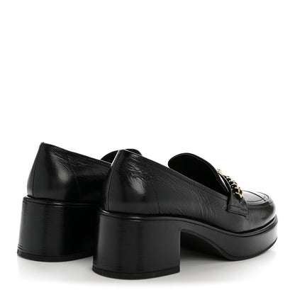 Chanel Shiny Calfskin Logo Loafers 38 Black 5 of 12
