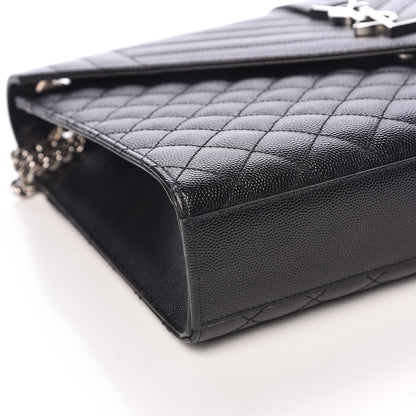 Saint Laurent Grain De Poudre Large Tri-Quilt Monogram Satchel Black 8 of 10