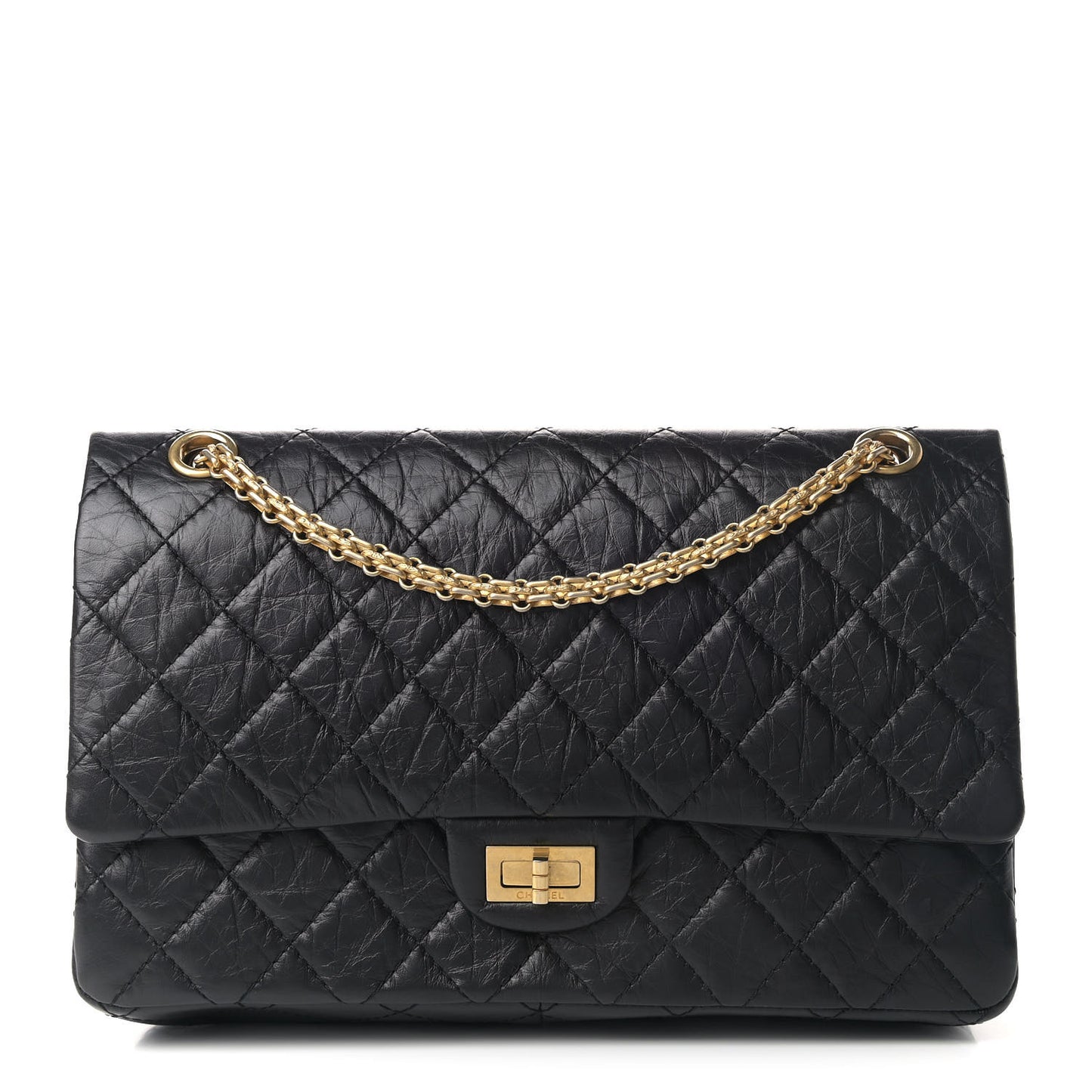 Aged Calfskin Quilted 2.55 Reissue 226 Flap Black