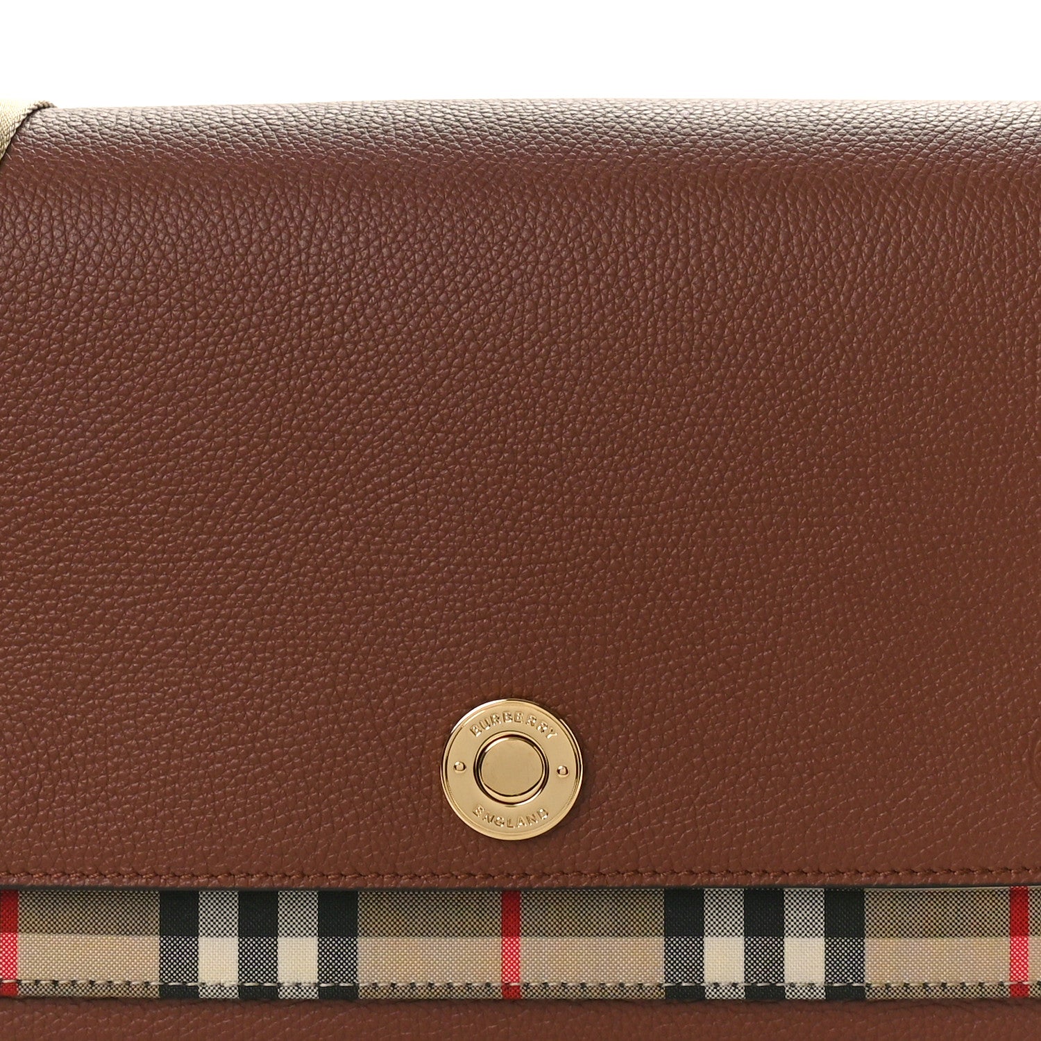 Burberry Calfskin Vintage Check Note Crossbody Bag Tan 7 of 9