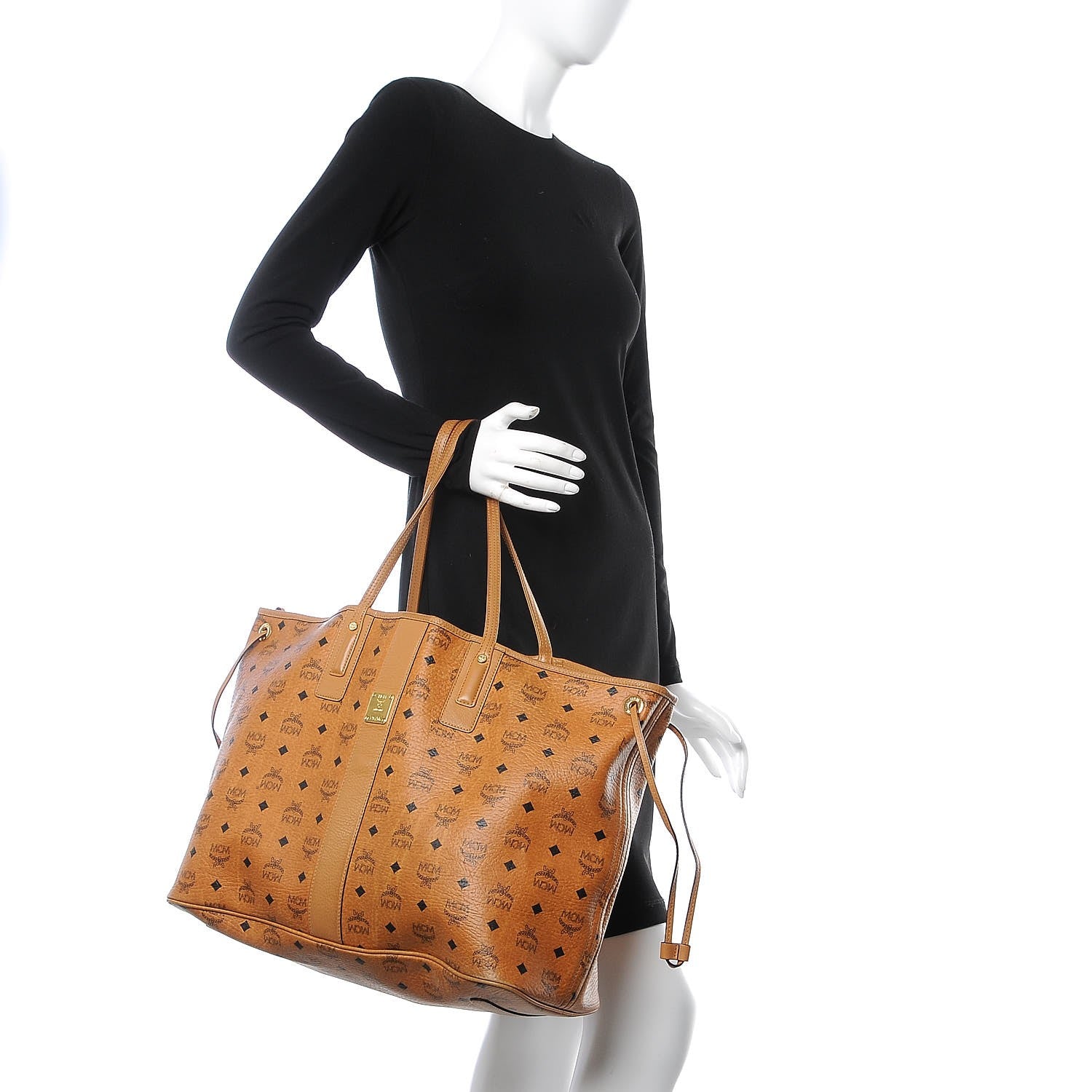 MCM Visetos Large Liz Reversible Shopper Tote Cognac 3 of 13