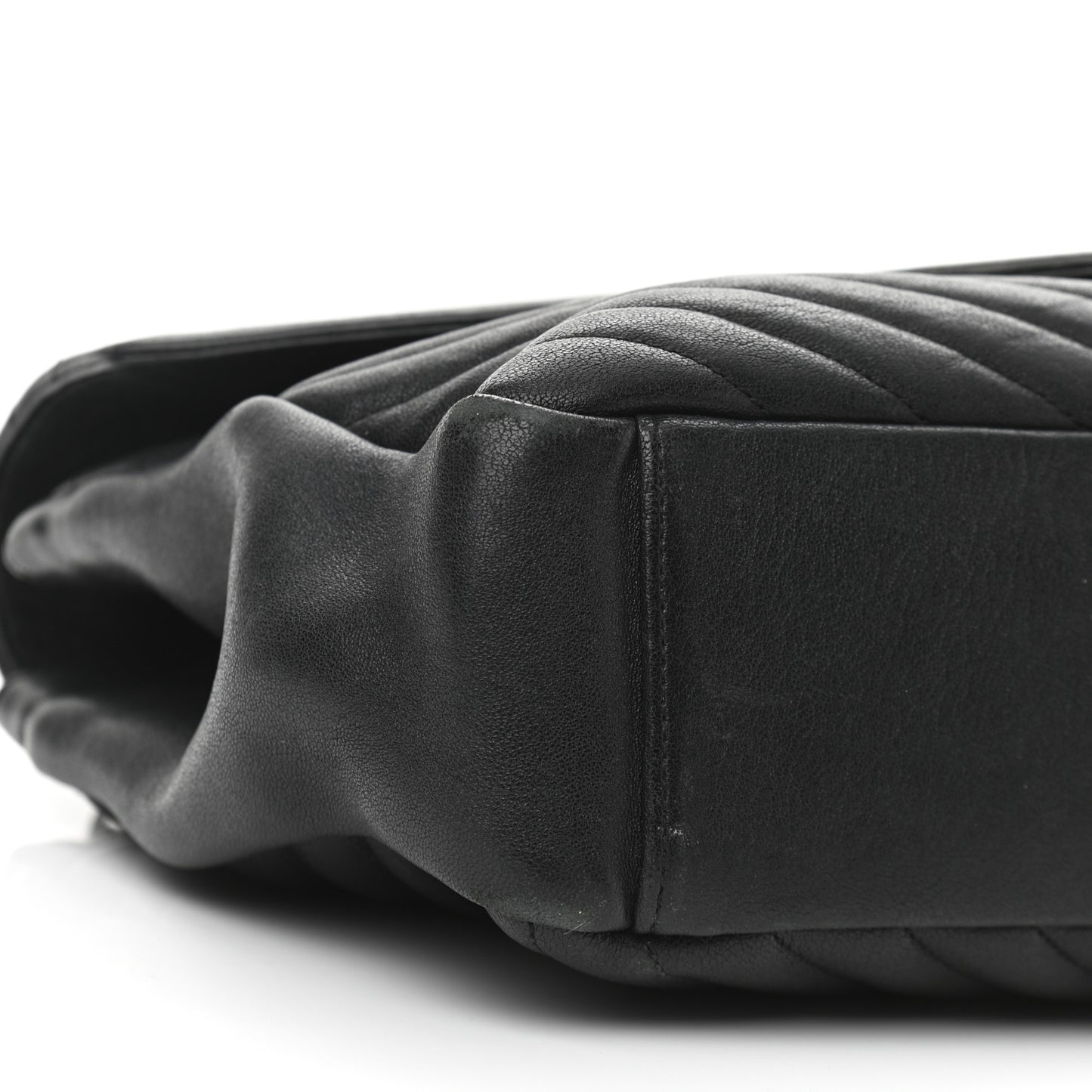 Sheepskin Matelasse Chevron Monogram Large College Satchel Black