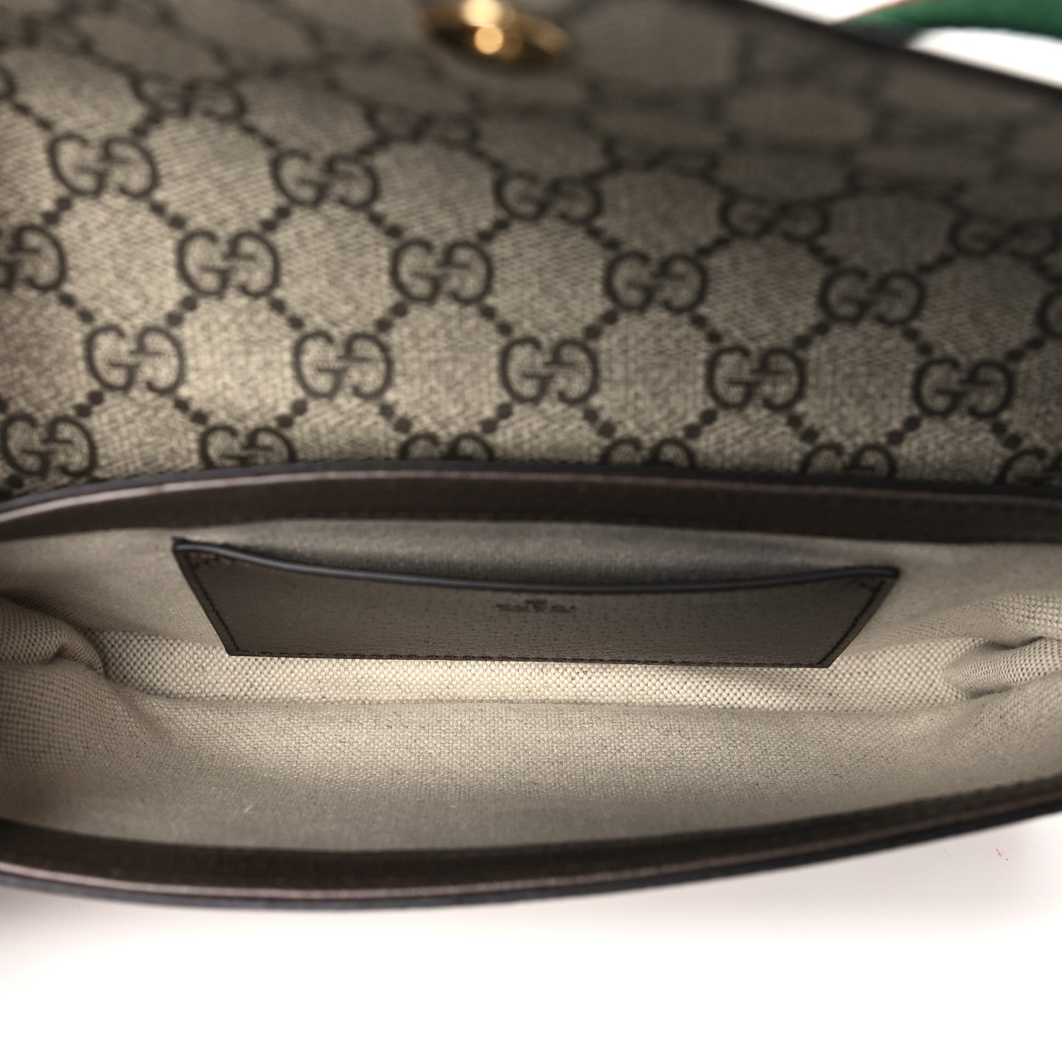Gucci GG Supreme Monogram Textured Dollar Calfskin Web Mini Ophidia Envelope Shoulder Bag Beige Ebony 5 of 11