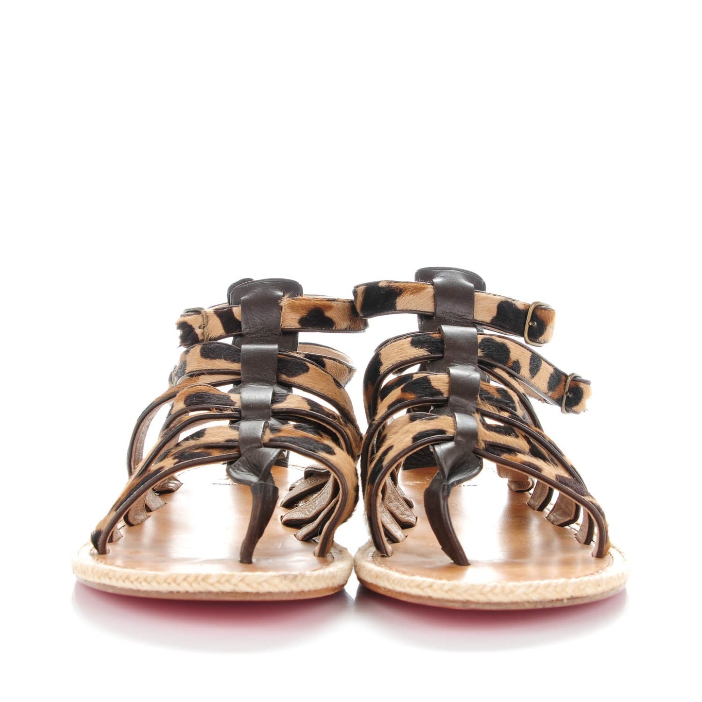 Pony Hair Mens Nuria Uomo Flat Sandals 43 Leopard