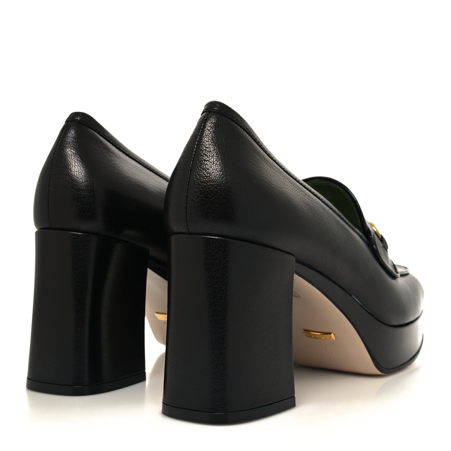 Goatskin Houdan Mid Heel Platform Loafers 41 Black