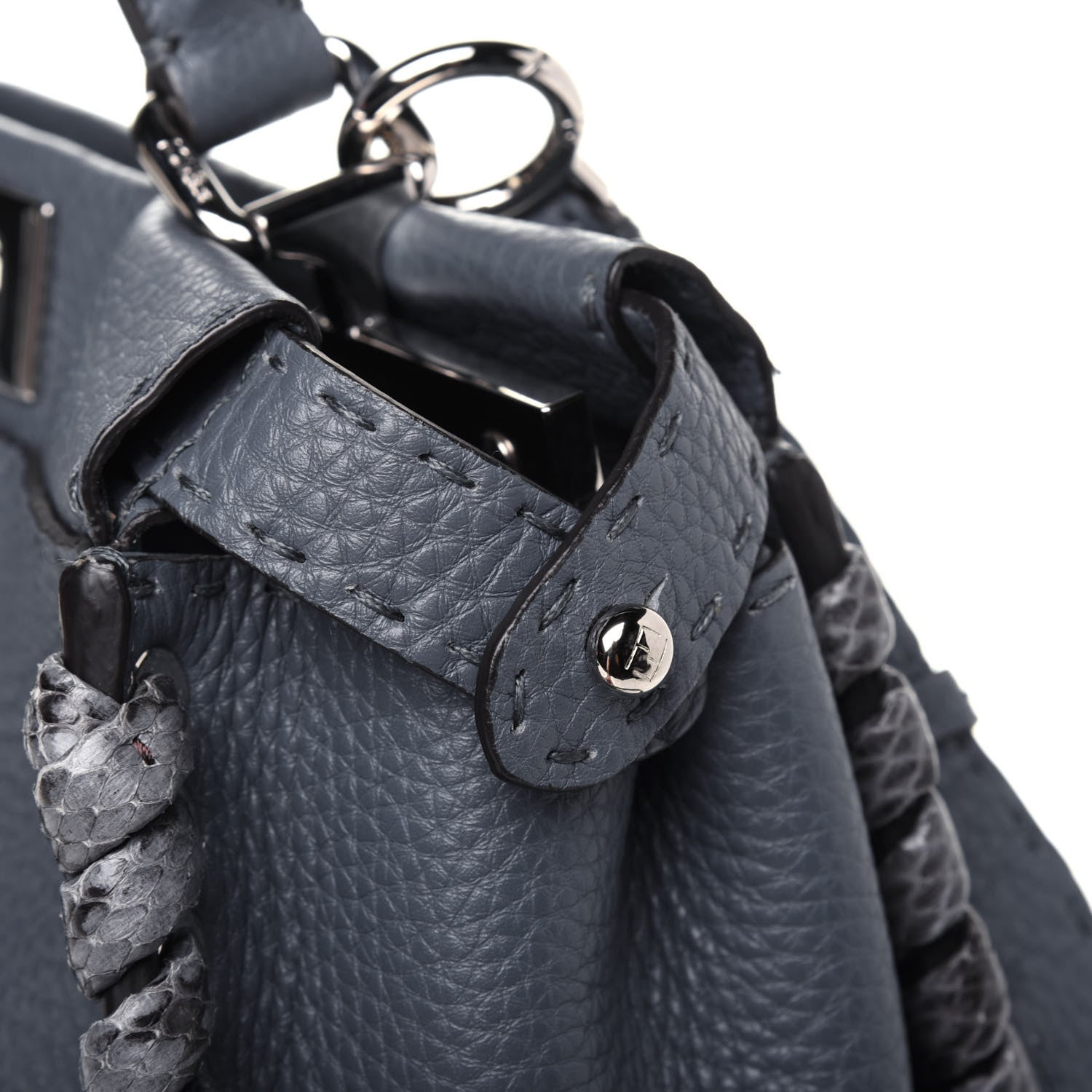 Fendi Cuoio Romano Selleria Elaphe Lace Up Medium Peekaboo Iconic Satchel Tempesta 14 of 16