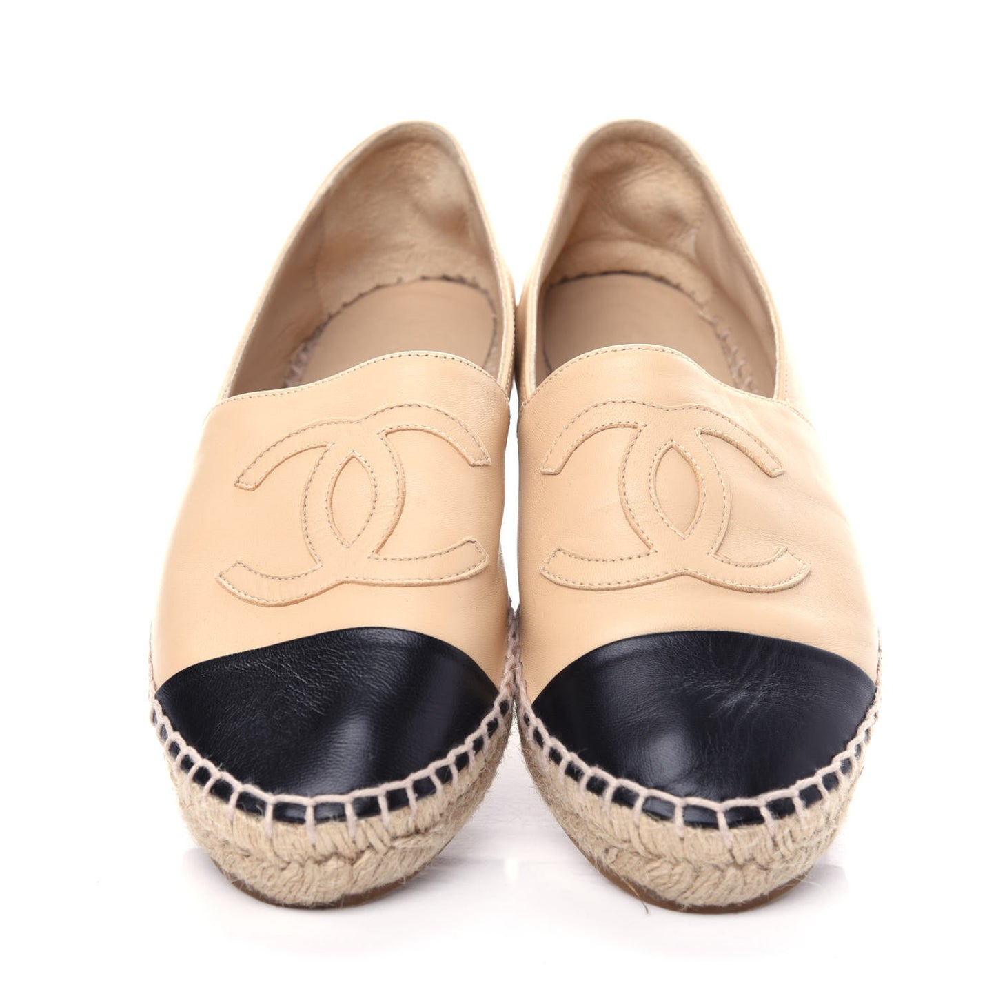 Lambskin CC Espadrilles 38 Beige Black