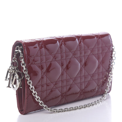Christian Dior Patent Cannage Lady Dior Rendezvous Wallet On Chain Red 3 of 10