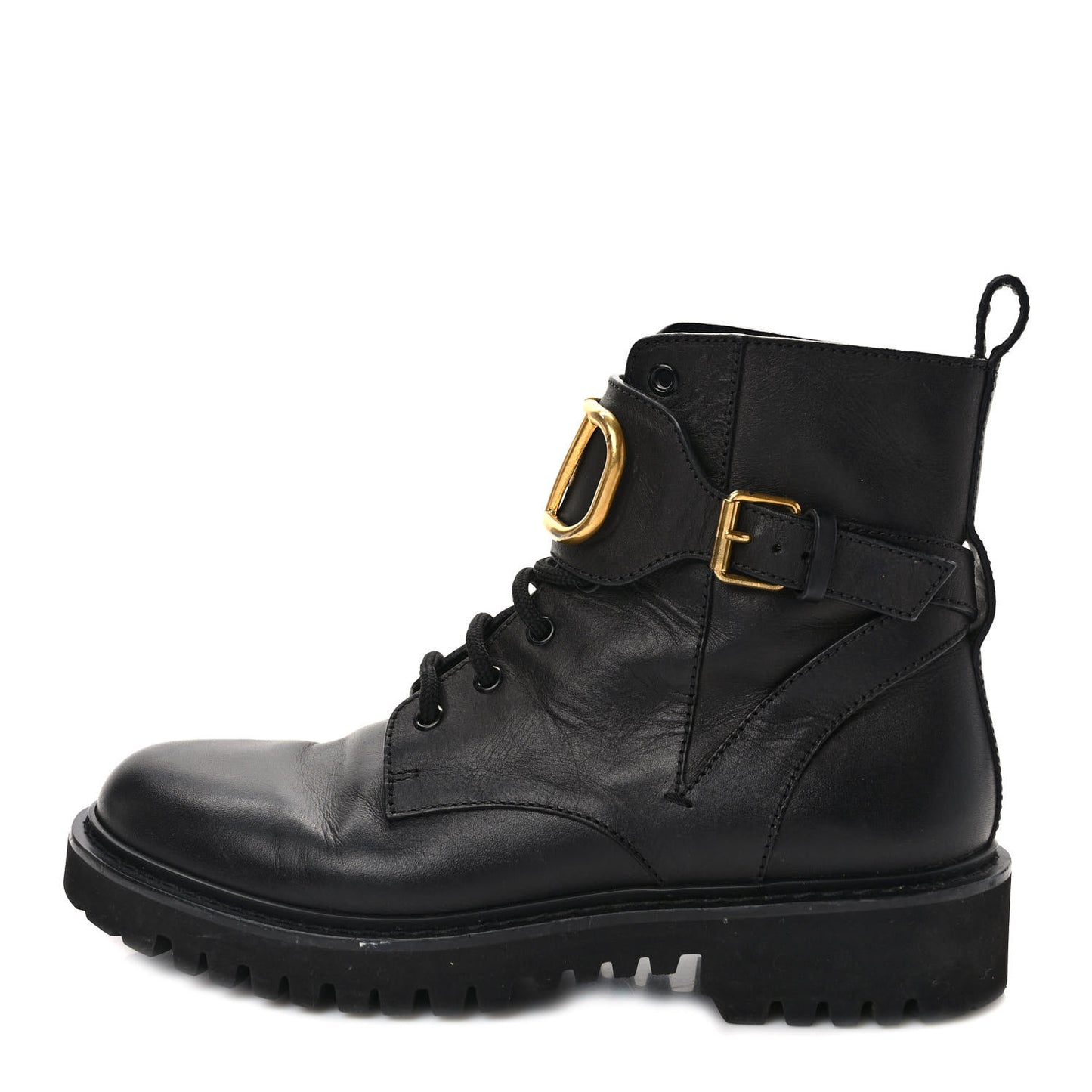 Calfskin Womens VLOGO 35mm Combat Boots 40 Black