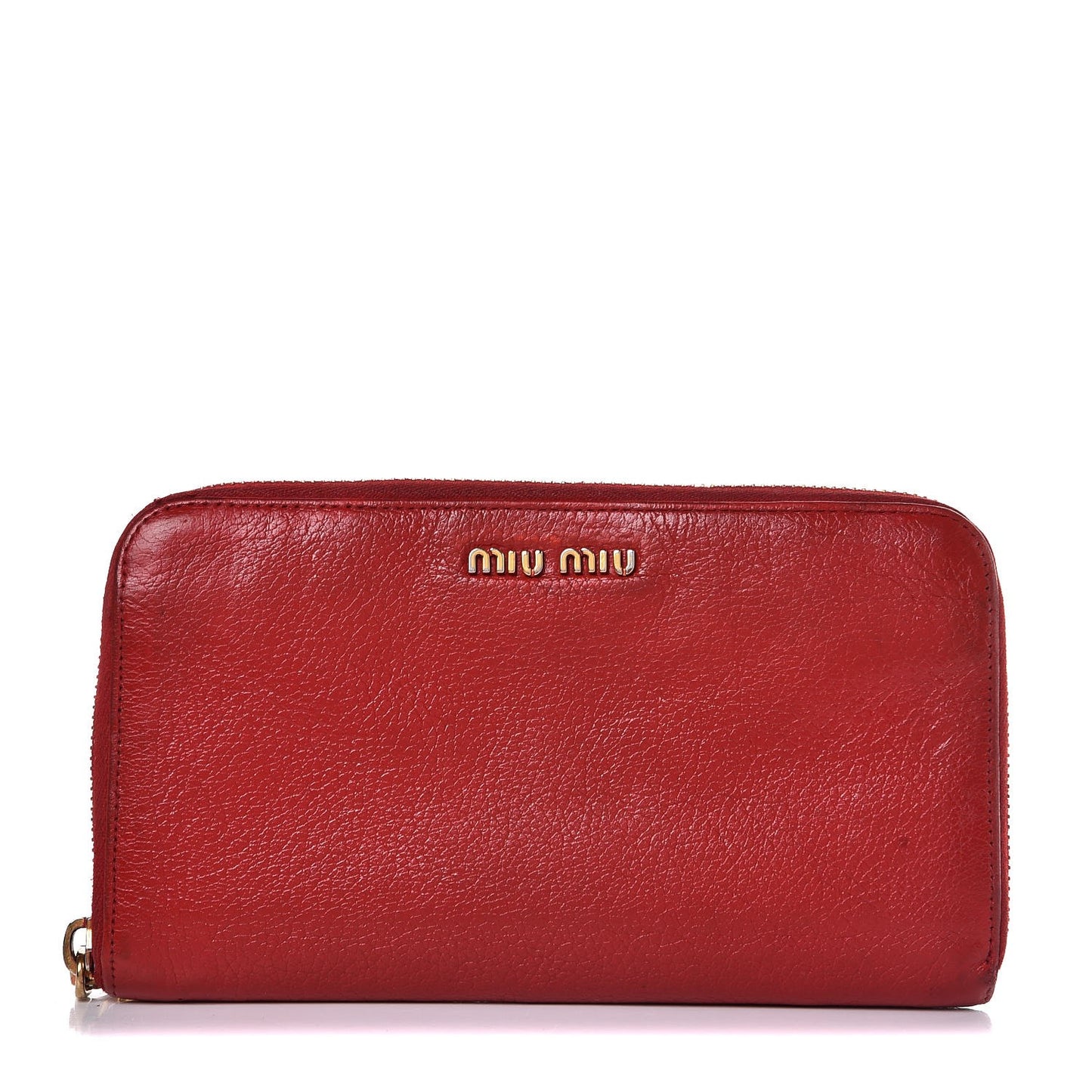Grained Calfskin Zip Around Wallet Rosso
