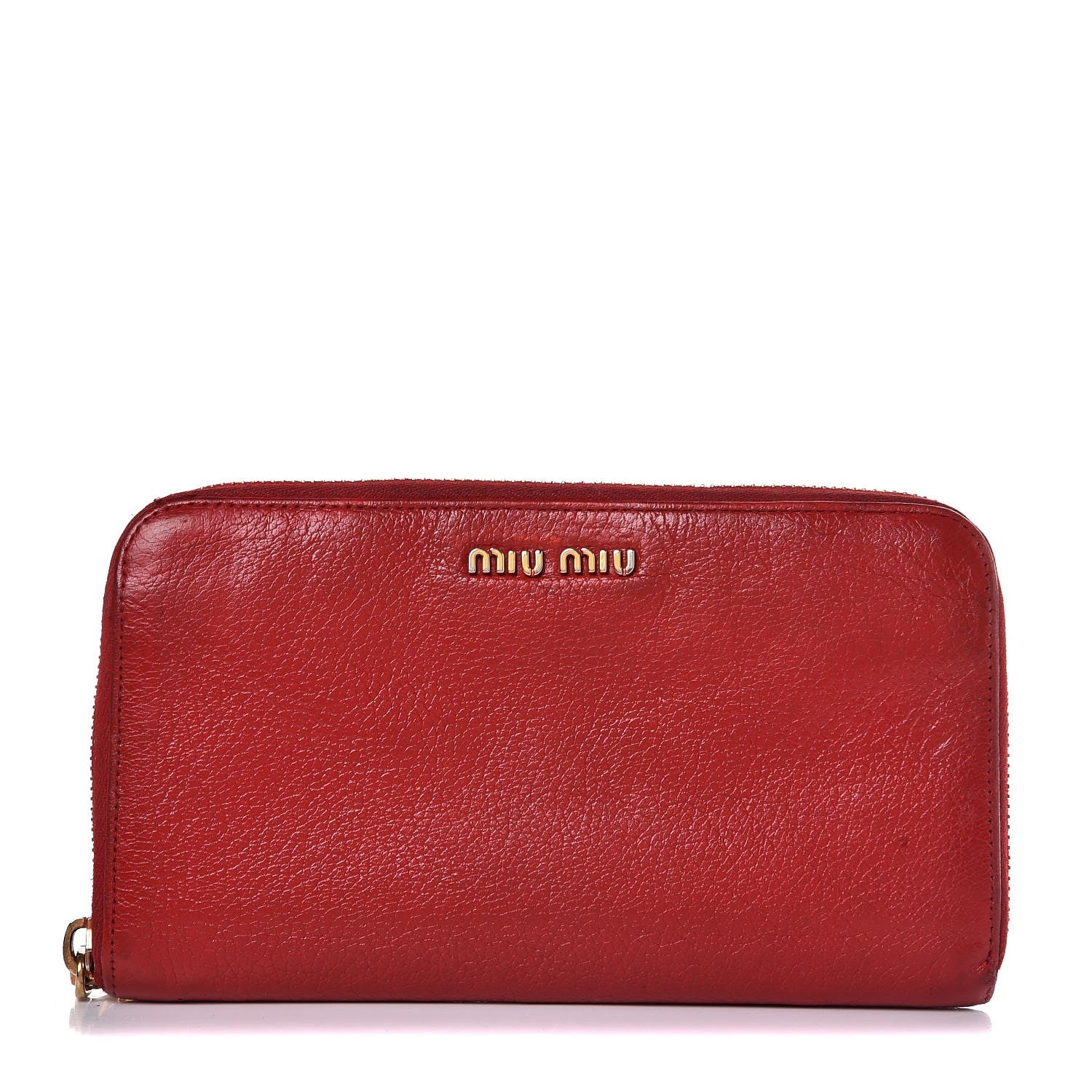 Miu Miu Grained Calfskin Zip Around Wallet Rosso 1 of 14