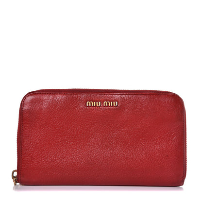Miu Miu Grained Calfskin Zip Around Wallet Rosso 1 of 14