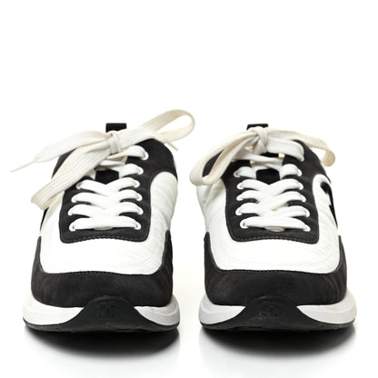 Chanel Nylon Suede Calfskin CC Sneakers 39.5 White Dark Grey 2 of 13