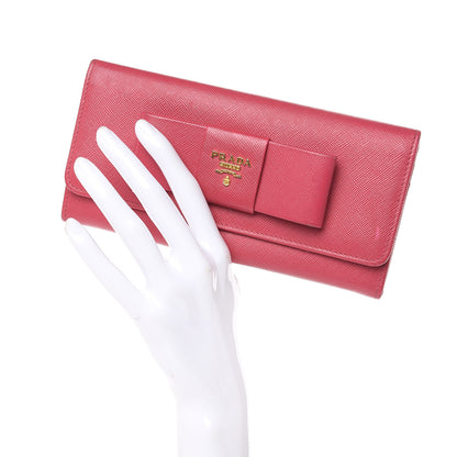 Prada Saffiano Fiocco Bow Continental Wallet Peonia 2 of 15