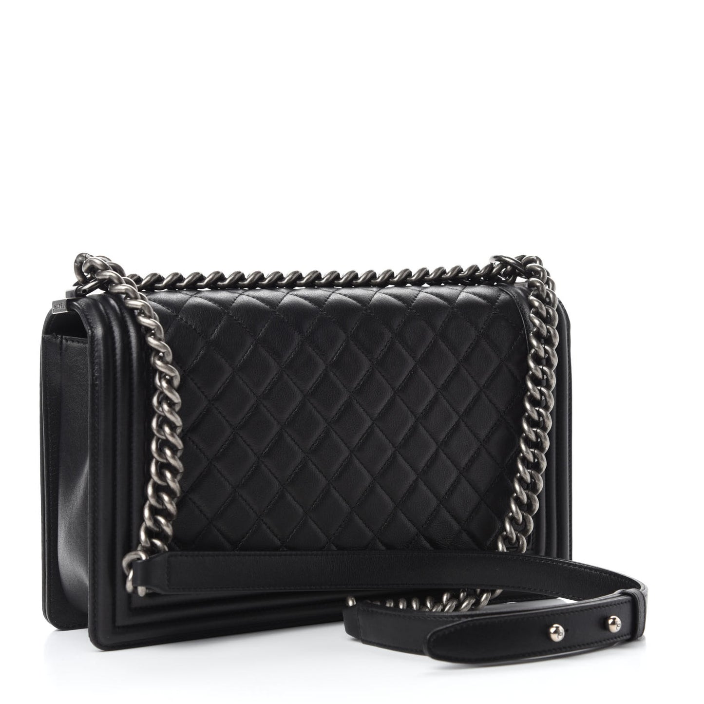 Calfskin Quilted New Medium Boy Flap Black
