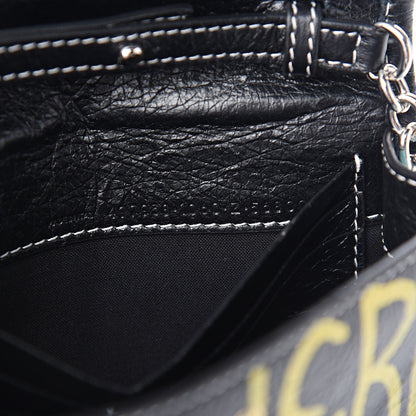 Balenciaga Agneau Arena Graffiti All Over Bazar Chain Shoulder Bag Black Multicolor 5 of 9
