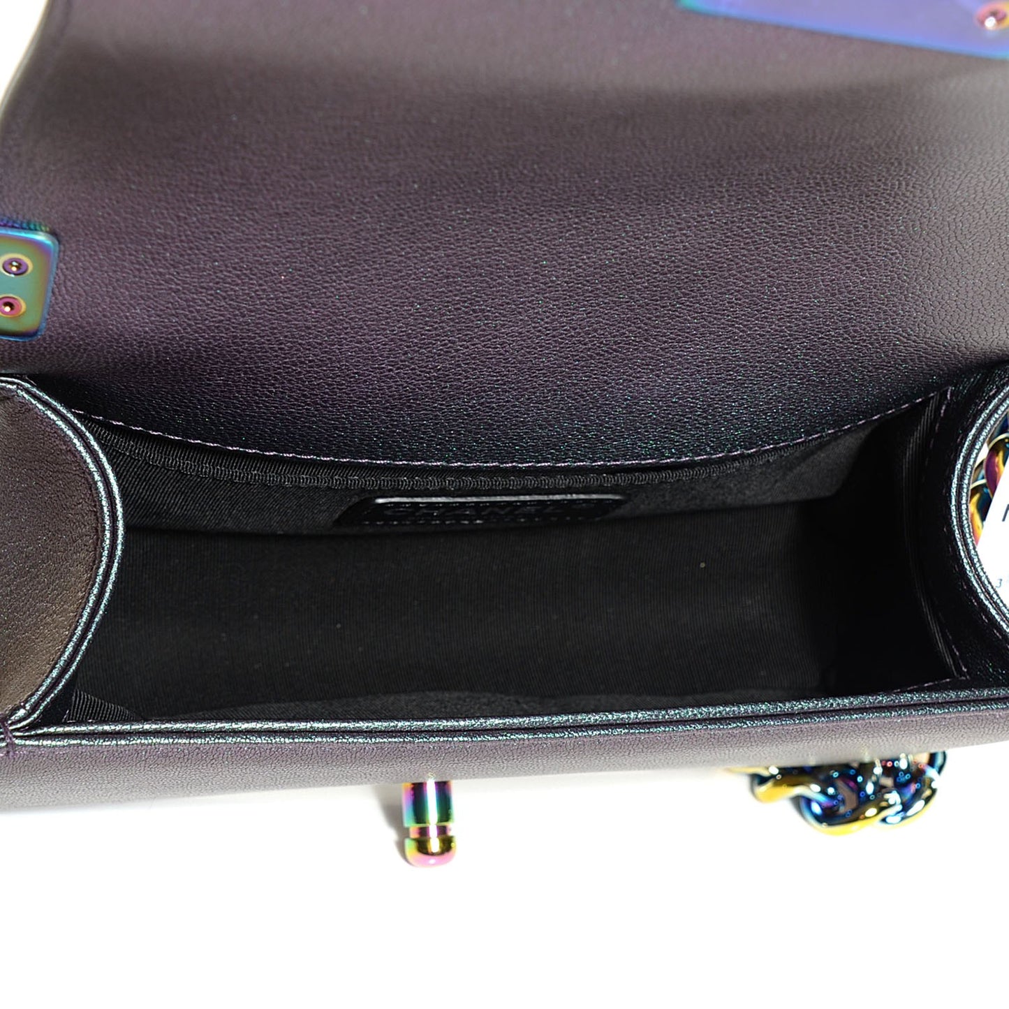 Iridescent Goatskin Quilted Small Boy with Iridescent Ruthenium Purple