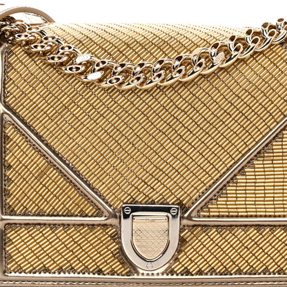 Christian Dior Metallic Calfskin Beaded Small Diorama Flap Bag Gold 7 of 9