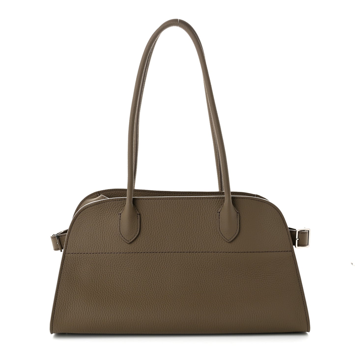 Matte Grained Calfskin Margaux Shoulder 12  Dark Taupe