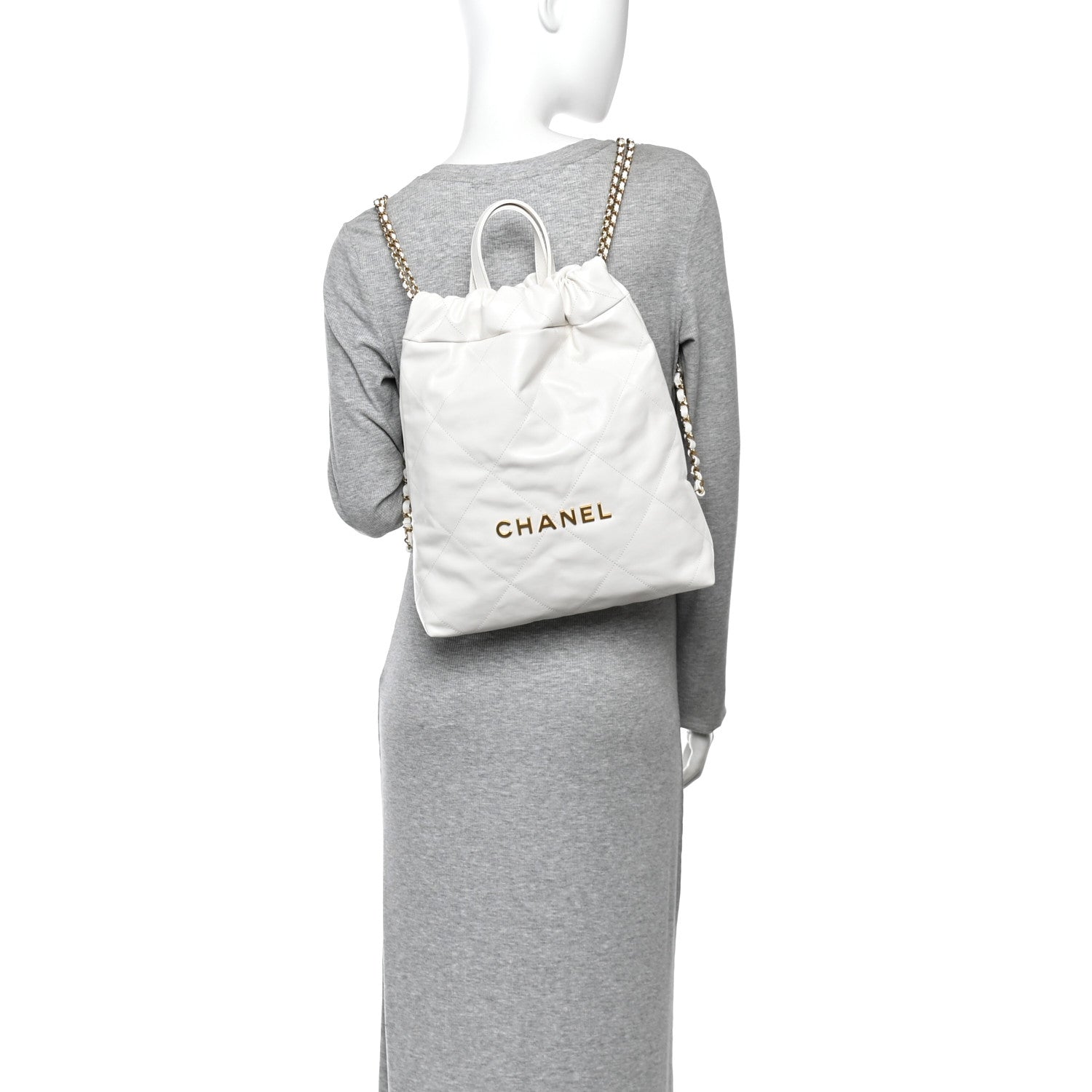 Chanel Shiny Calfskin Quilted Chanel 22 Backpack White 2 of 10