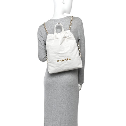 Chanel Shiny Calfskin Quilted Chanel 22 Backpack White 2 of 10