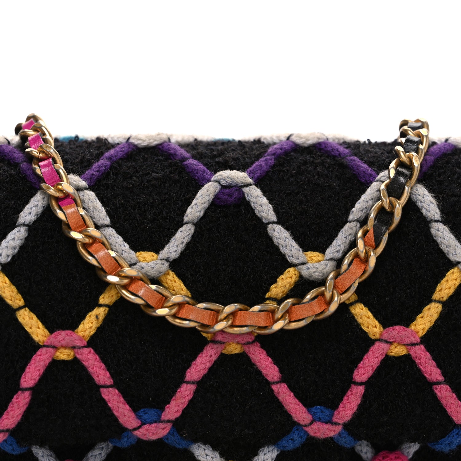 Chanel Tweed Diamond Threaded Mini Rectangular Pearl Crush Flap