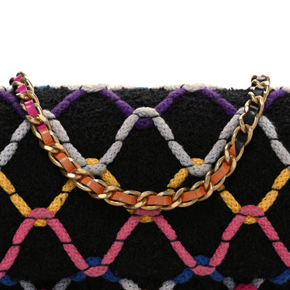 Chanel Tweed Diamond Threaded Mini Rectangular Pearl Crush Flap Black Multicolor 8 of 10