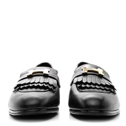 Hermes Goatskin Womens Royal Loafers 41 Black 2 of 9