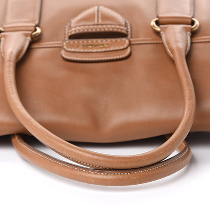 Prada Soft Calf Flap Tote Caramel 12 of 16