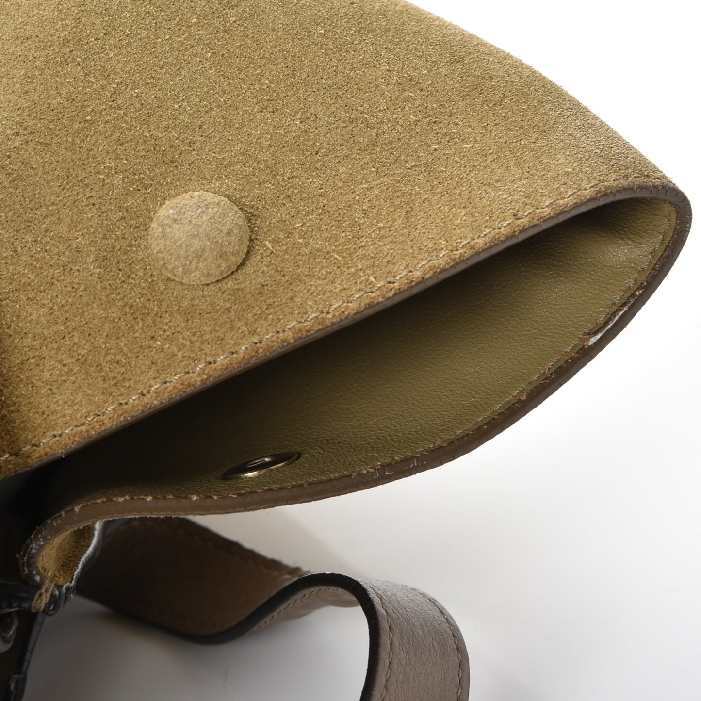 Smooth Calfskin Suede Medium Tri-Color Trapeze Olive