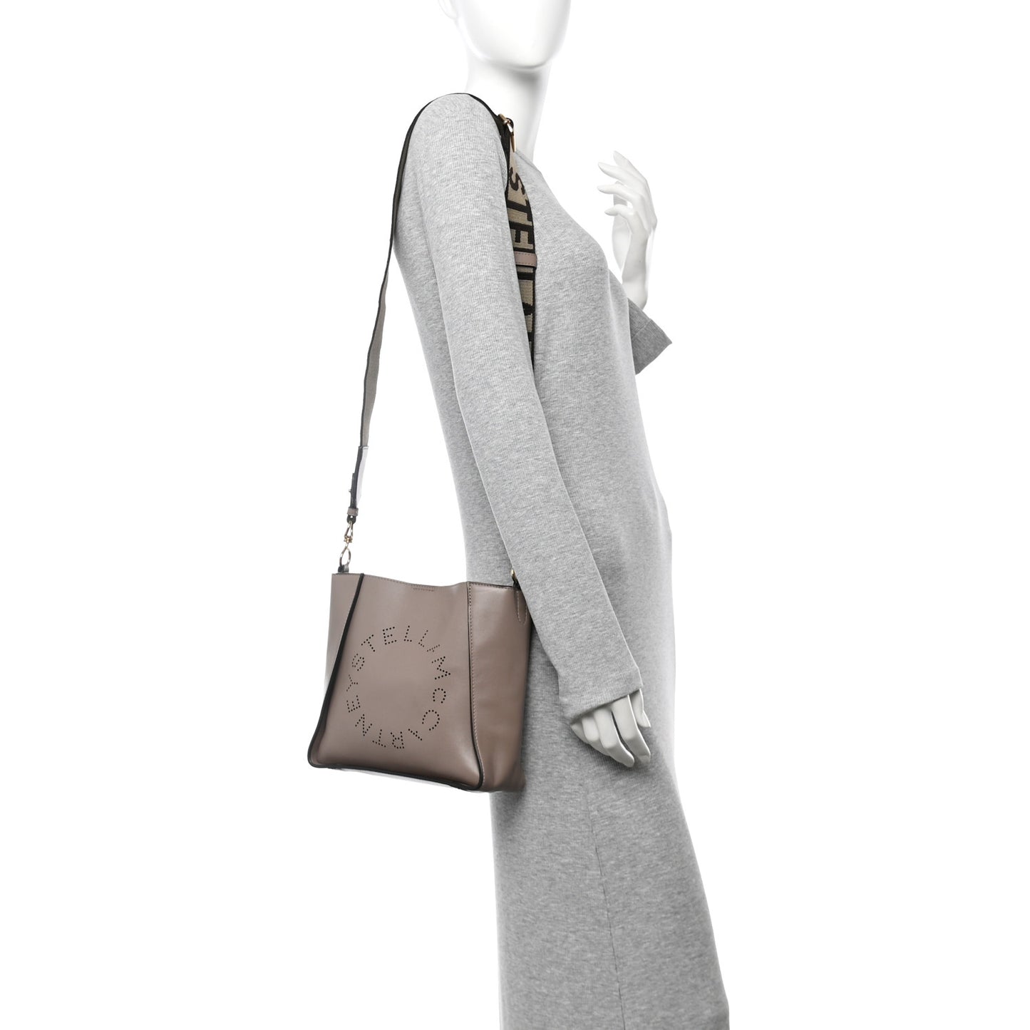 Eco Alter Nappa Perforated Logo Mini Crossbody Dark Taupe