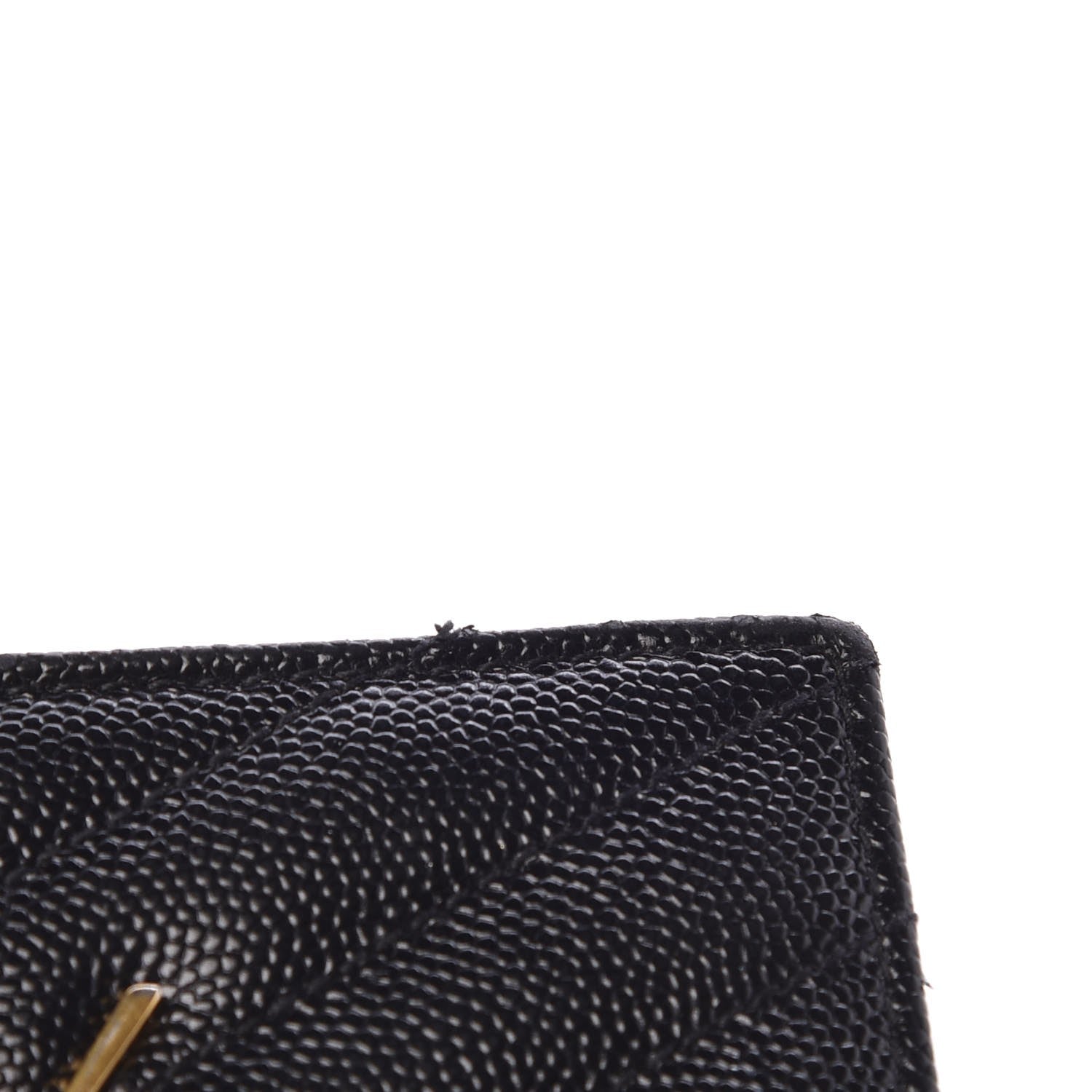 Saint Laurent Grain De Poudre Matelasse Chevron Monogram Zipped Card Case Black 8 of 9